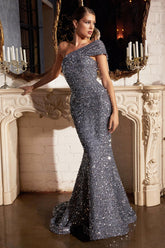 Asymmetrical One Shoulder Audia Sequin Dress